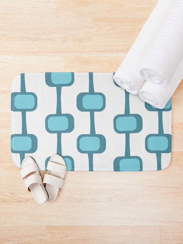Thumbnail 2 of 6, Bath Mat, Mid Century Modern Teal Pattern designed and sold by CarlaBaremb.