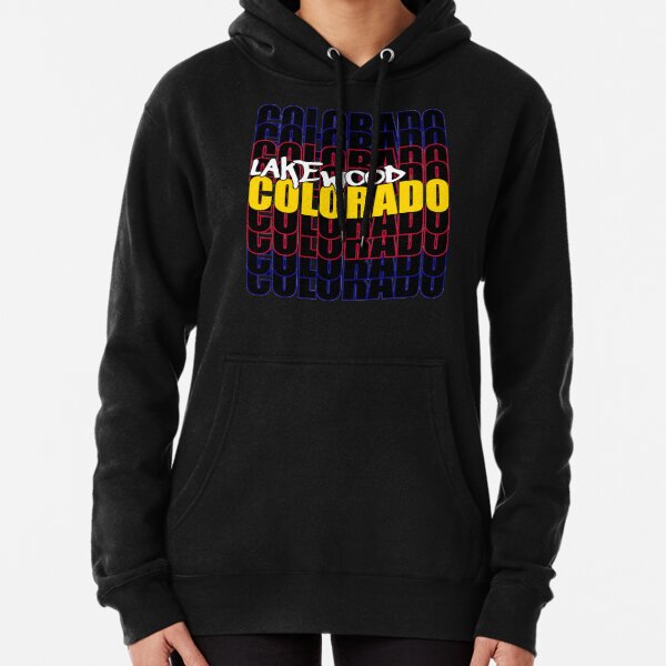 Lakewood Colorado State Flag Typography Pullover Hoodie