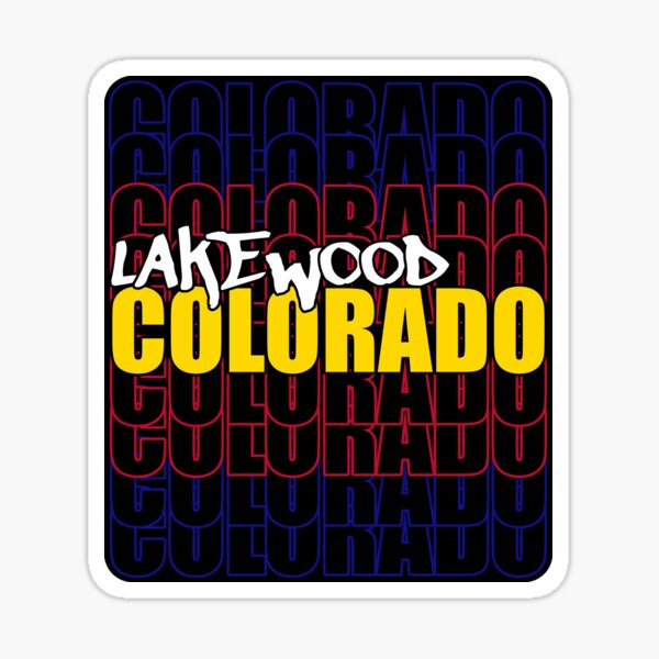 Lakewood Colorado State Flag Typography Glossy Sticker