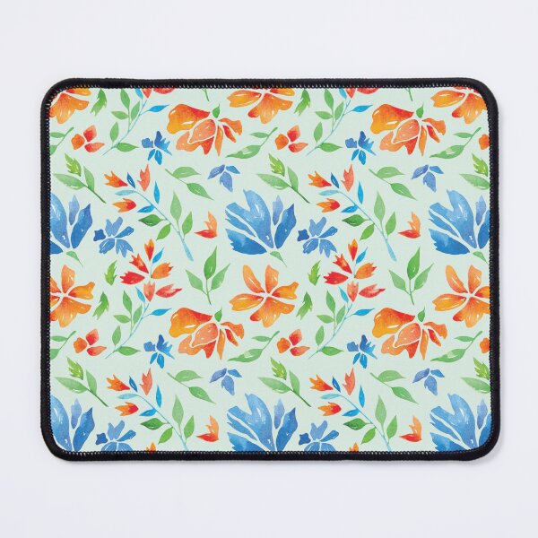 Artikelvorschau, Blaue und orangefarbene Blumen - Pastell Mint Ver. entworfen und verkauft von THEARTICSOUL.