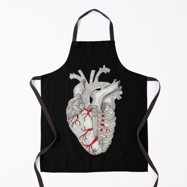 Item preview, Anatomical Heart in a Ribcage with Stylized Ribs and Red Blood Vessels on Black designed and sold by paintingbetween.