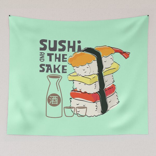 Item preview, Sushi and the sake  suuperr combination, yummy Japanese cuisine designed and sold by Harshler-Art.