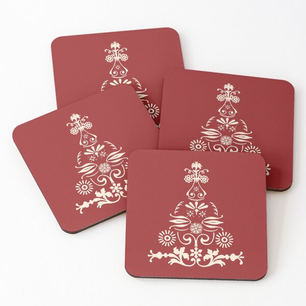 Item preview, Vintage Red Christmas Tree Scandinavian Hygge Folk Art Aesthetic designed and sold by retroyule.