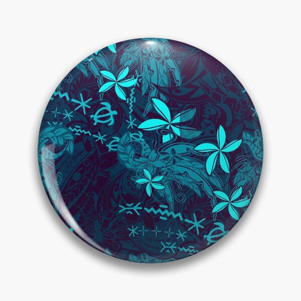 Item preview, Polynesian Teal Tribal Leaf And Floral Print designed and sold by sunnthreads.