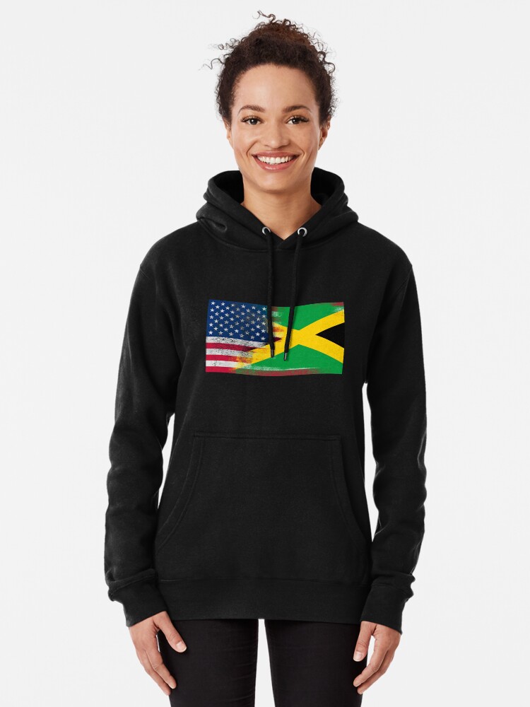 Jamaican American Half Jamaica Half America Flag Pullover Hoodie For Sale By Ozziwar Redbubble 0472