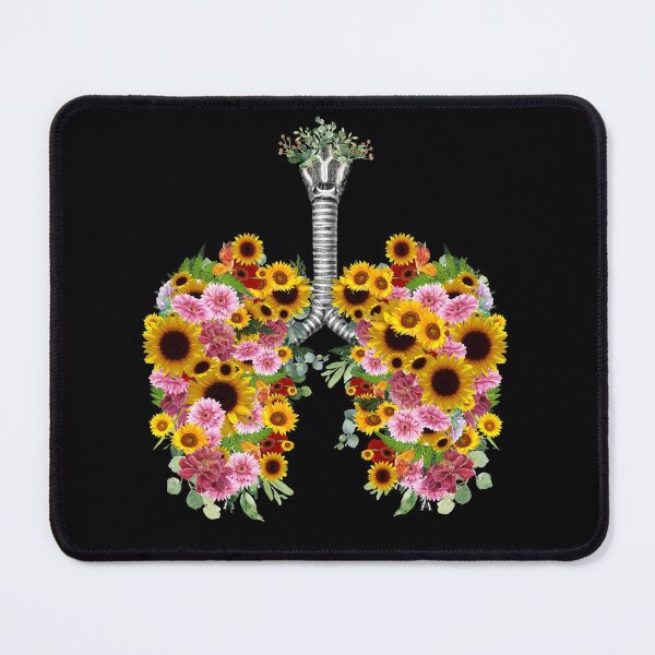 Item preview, Lungs with sunflowers and pink flowers, lungs cancer, respiratory therapist designed and sold by Collagedream.