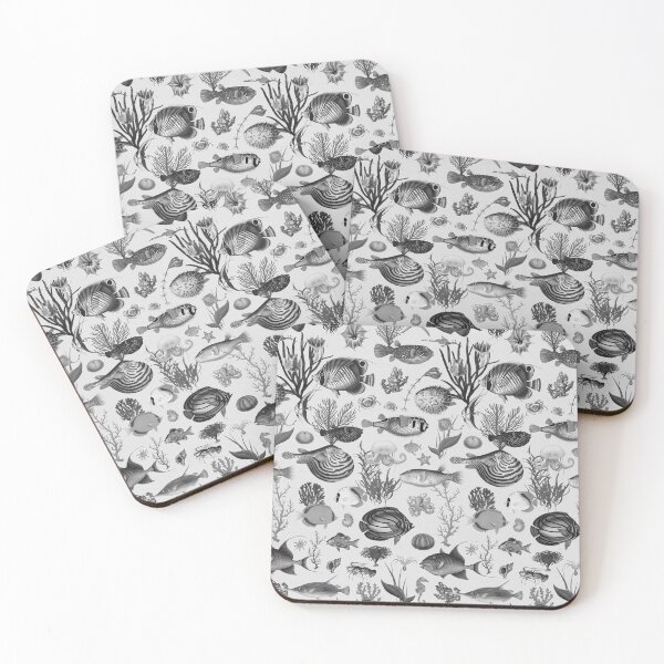 Item preview, Oceania in stone white pale grey black  designed and sold by Delinda Graphic Studio.