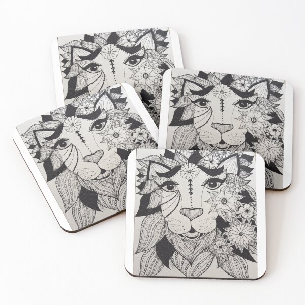 Item preview, Zentangle flowers lion.   designed and sold by affinity80.
