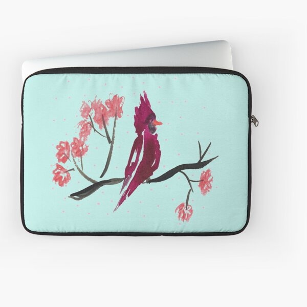 cardinal in a cherry tree Laptop Sleeve