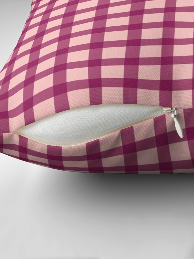 Thumbnail 2 of 4, Pillow, Gingham Pattern - Pantone Fall-Winter 2021/2022 - Fuchsia Fedora & Pale Rosetta Pink designed and sold by nabeArtist.