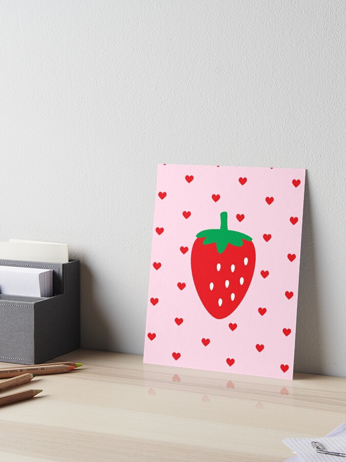 Strawberries Hearts Pink Kawaii Cute Cottagecore Aesthetic Sticker for  Sale by candymoondesign