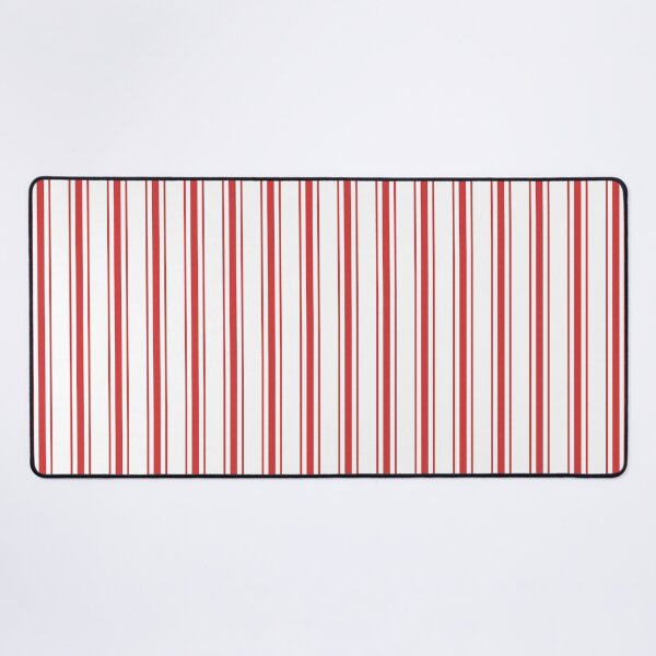 Mattress Ticking Wide Striped Pattern in Red and White Desk Mat