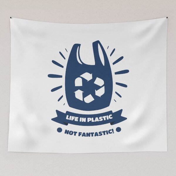 Item preview, Life in plastic NOT fantastic! No plastic bags designed and sold by Happy Puppy Print On Demand.