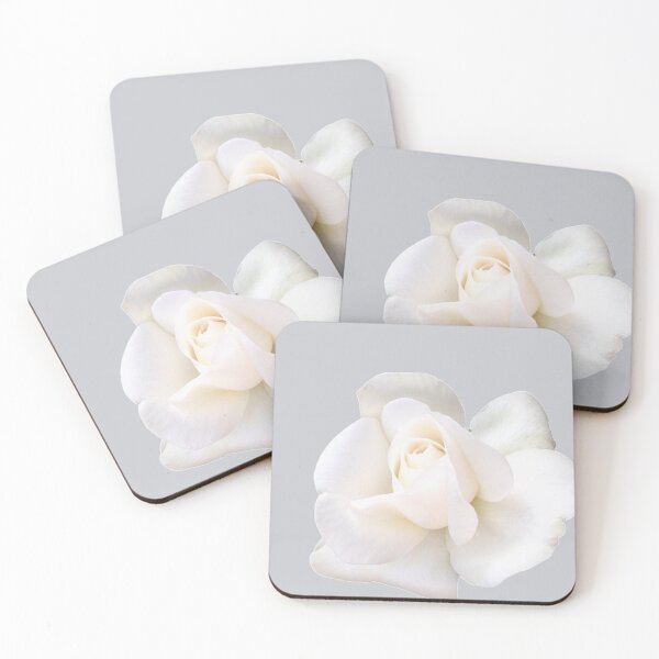 Item preview, White Sugar Moon Rose Close-up on Sophisticated Gray designed and sold by InalterataArt.