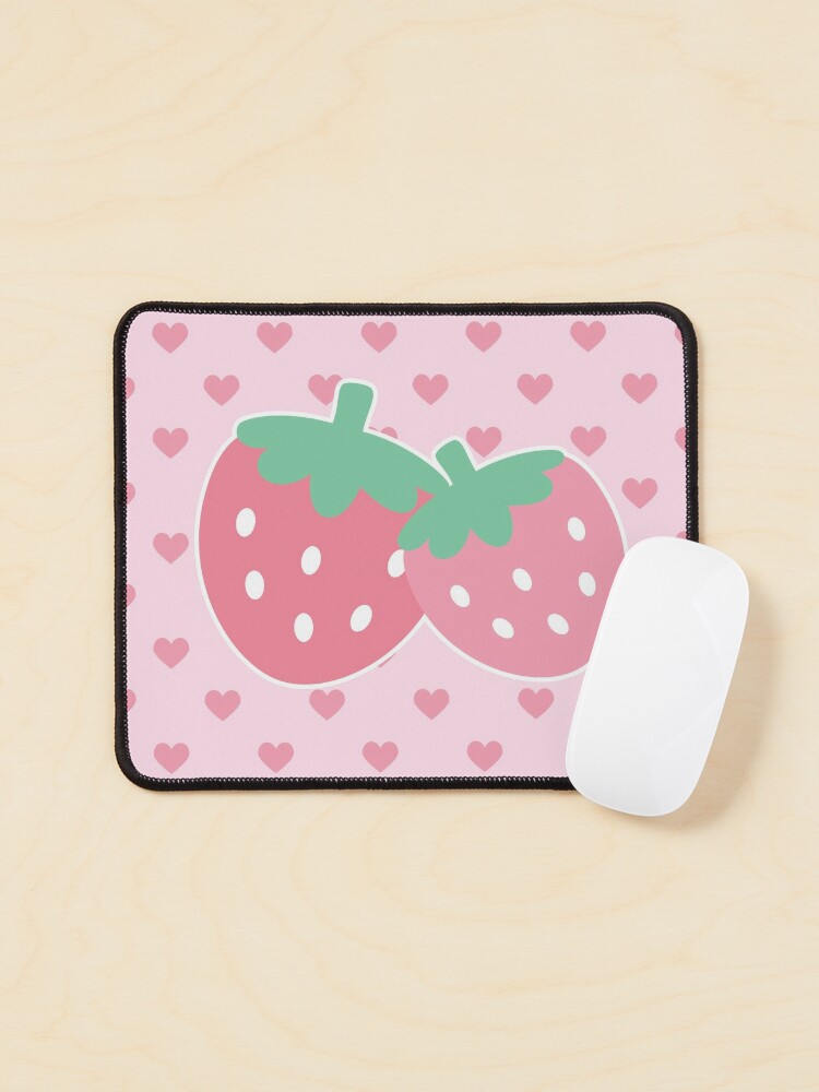 Strawberries Hearts Pink Kawaii Cute Cottagecore Aesthetic Sticker for  Sale by candymoondesign