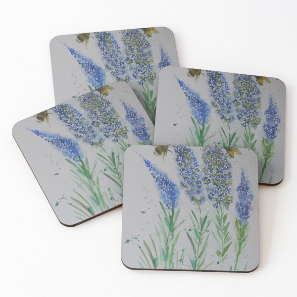 Item preview, Bees on Delphiniums designed and sold by Casimirasart.