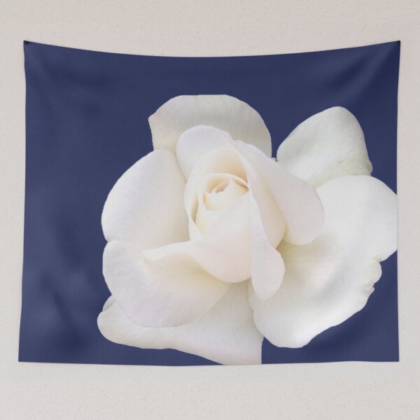 Item preview, White Sugar Moon Rose Close-up on Elegant Navy  designed and sold by InalterataArt.