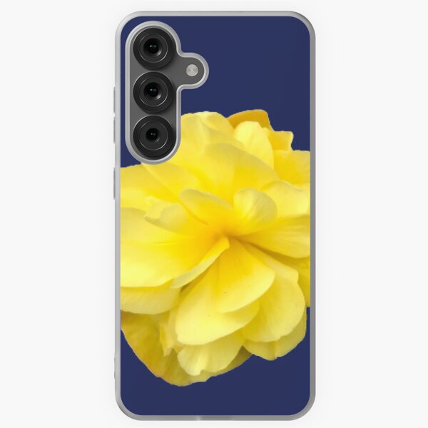 Item preview, Yellow Double Begonia Bloom on Navy Blue  designed and sold by InalterataArt.