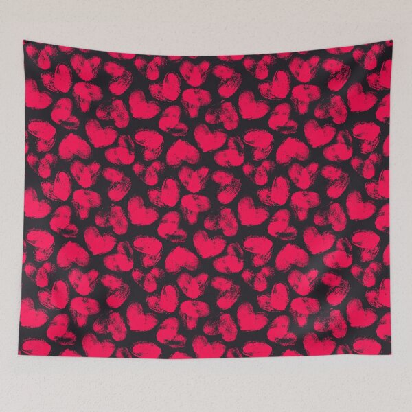 Item preview, Pink fingerprint hearts on black - pattern designed and sold by AnastasiiaM.