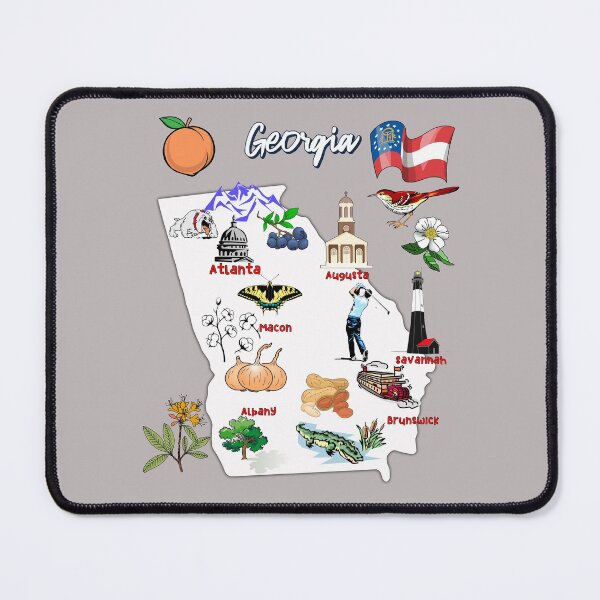 Item preview, Hand Drawn Illustration of Georgia Map with Tourist Destinations, USA designed and sold by mashmosh.