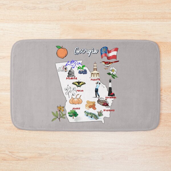 Item preview, Hand Drawn Illustration of Georgia Map with Tourist Destinations, USA designed and sold by mashmosh.