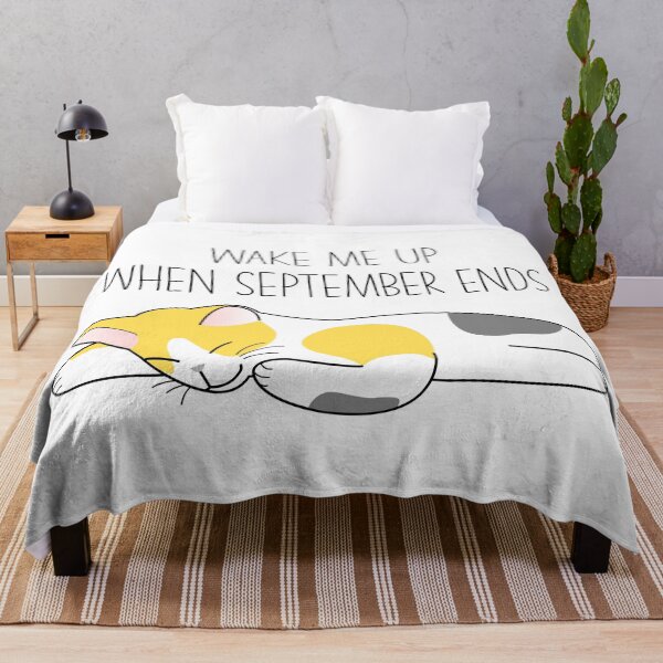 Item preview, Wake Me Up When September Ends | Sleepy Cat designed and sold by DAFIN.