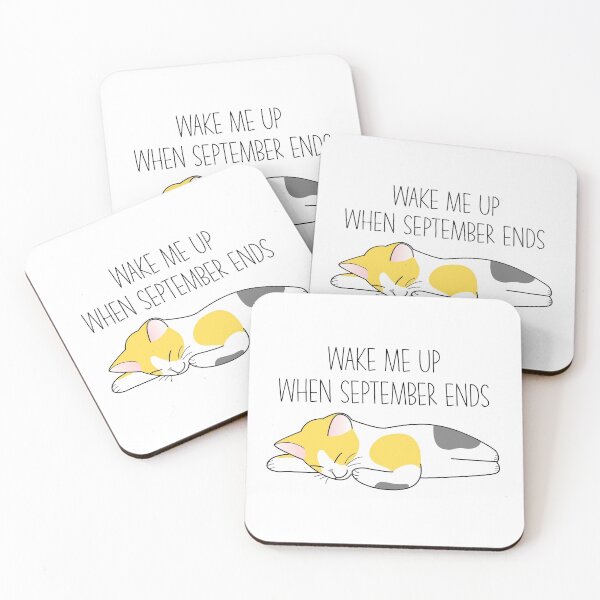 Item preview, Wake Me Up When September Ends | Sleepy Cat designed and sold by DAFIN.