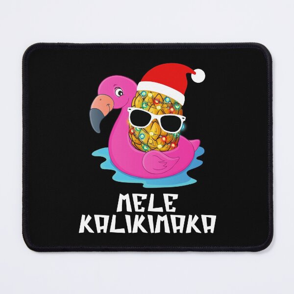 Item preview, Mele Kalikimaka - Christmas in July - Christmas in Summer - Hawaiian Christmas - Tropical Pineapple with Sunglasses and Santas Hat on Flamingo Floater designed and sold by AnyKitty.