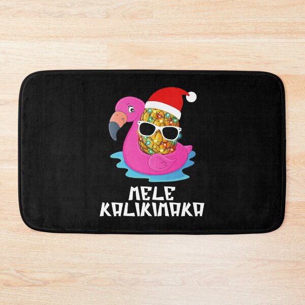 Item preview, Mele Kalikimaka - Christmas in July - Christmas in Summer - Hawaiian Christmas - Tropical Pineapple with Sunglasses and Santas Hat on Flamingo Floater designed and sold by AnyKitty.