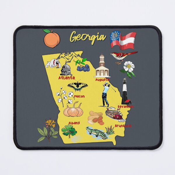 Item preview, Georgia map with major cities Tourist Destinations, USA, United states designed and sold by mashmosh.