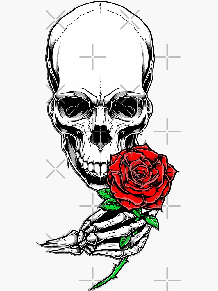 Skull And Rose Sticker For Sale By Gothicgraphix Redbubble 