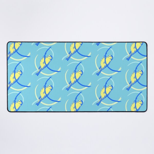 Item preview, Blue Tit Hangs from Curled Branches (Blue & Yellow Edition) designed and sold by Spammabelle.
