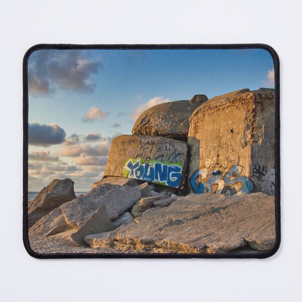 Item preview, Bunker on the beach at sunset designed and sold by matschesphoto.