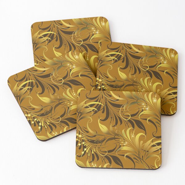 Item preview, Golden Curvy Floral Pattern / Mustard Orange Yellow  designed and sold by wild.geranium.design.