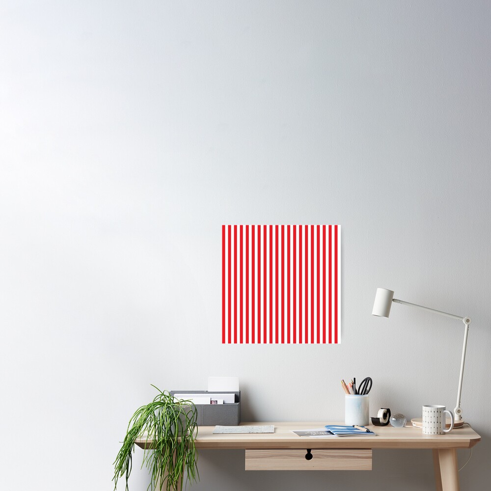 Red White Vertical Stripe Poster By Yanwun Redbubble