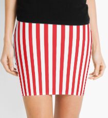 RED WHITE VERTICAL STRIPE Mini Skirt