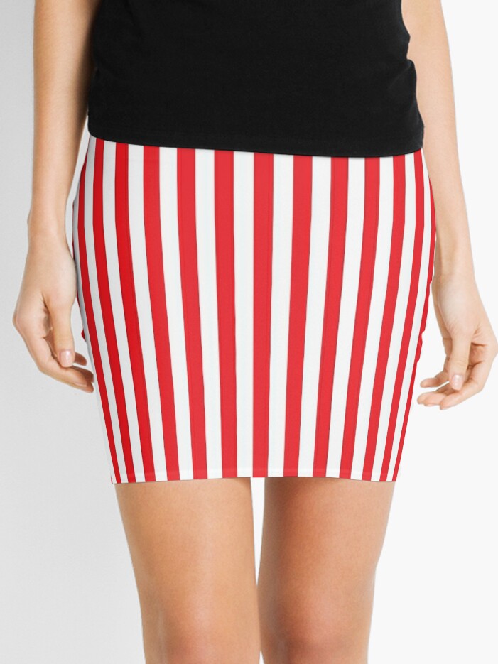 Red White Vertical Stripe Mini Skirt By Yanwun Redbubble