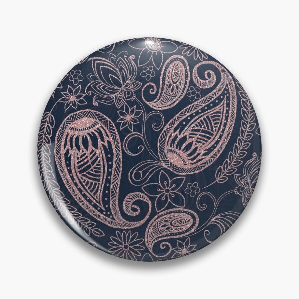 Item preview, Classy Blue Rose Gold Glitter Paisley Floral Pattern designed and sold by InovArtS.