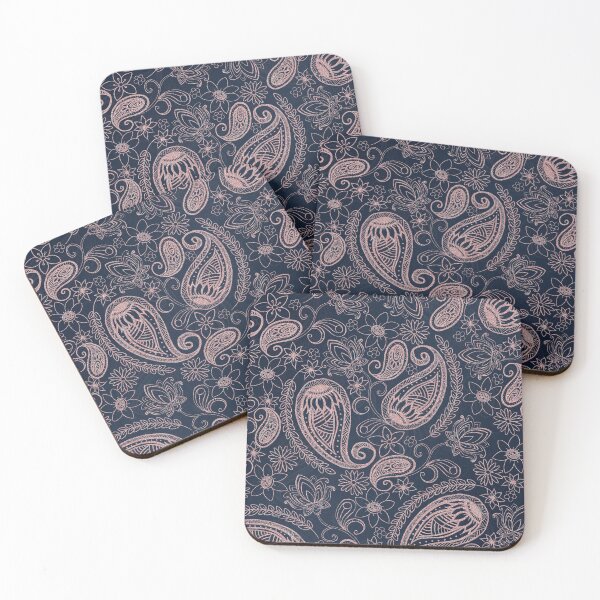 Item preview, Classy Blue Rose Gold Glitter Paisley Floral Pattern designed and sold by InovArtS.