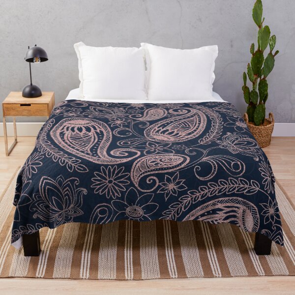 Item preview, Classy Blue Rose Gold Glitter Paisley Floral Pattern designed and sold by InovArtS.