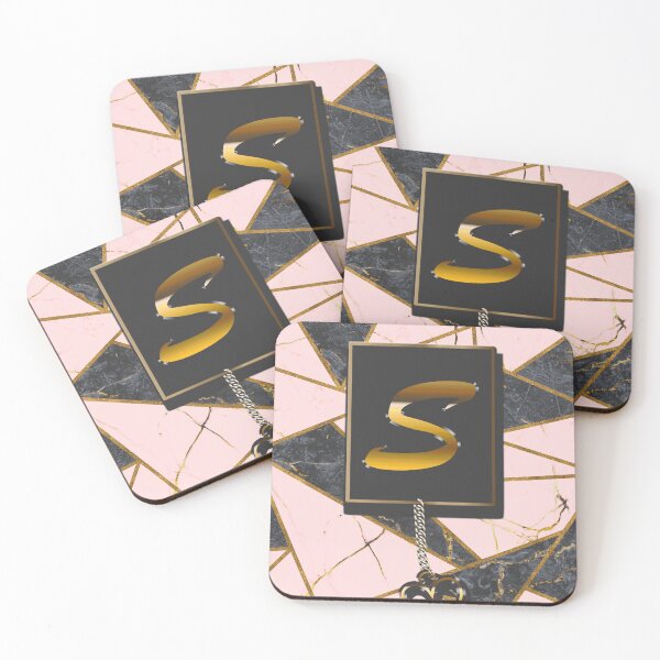 Item preview, Rose Marble Mosaic Golden Glitters Monogram S designed and sold by antarte99.
