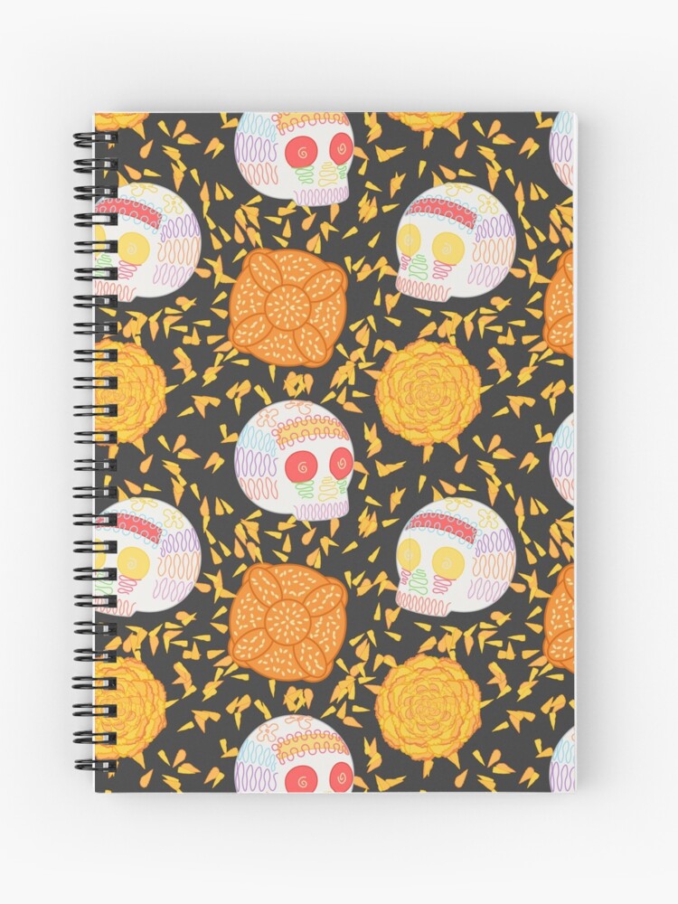 Cuaderno de espiral «Día de muertos, cempasúchil, pan de muerto y  calaveritas de azúcar» de LUNAStienda | Redbubble