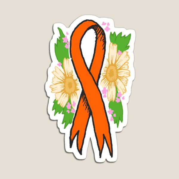 Item preview, ORANGE & FLORAL awareness ribbon designed and sold by mosspunk.