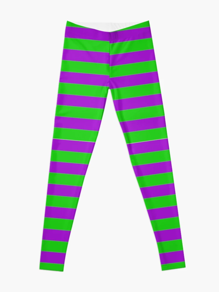 Vibrant Green and Purple Horizontal Stripes Leggings for Sale by  SpookyKids