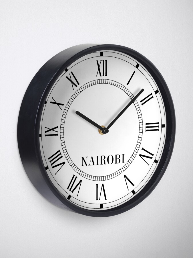 "Nairobi Wall Clock with Roman Numerals" Clock for Sale by CafePretzel