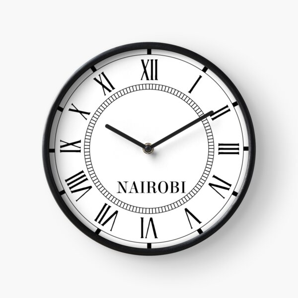 "Nairobi Wall Clock with Roman Numerals" Clock for Sale by CafePretzel