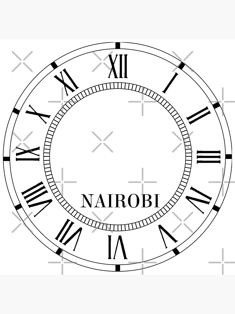 "Nairobi Wall Clock with Roman Numerals" Clock for Sale by CafePretzel