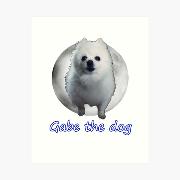 Aperçu de l'œuvre Gabe le chien sur la lune avec le nom - bleu FAMOUS DOG créée et vendue par klonoamario95.