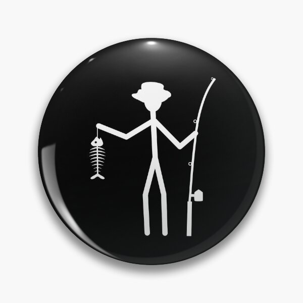 Item preview, Fisherman Stick Figure Holding Fish Bones I love Fishing Art Design Happy Apparel Essential Inspiration Joy Mood Funny designed and sold by DesignByHeartUK.