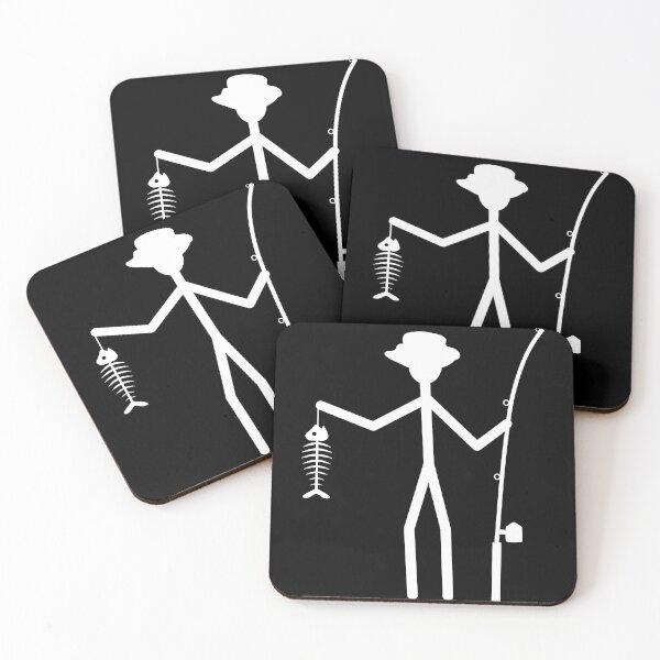 Item preview, Fisherman Stick Figure Holding Fish Bones I love Fishing Art Design Happy Apparel Essential Inspiration Joy Mood Funny designed and sold by DesignByHeartUK.